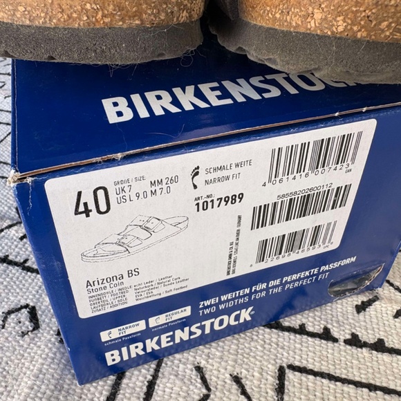 BIRKENSTOCK Women's Stone Suede Leather Arizona Sandals w/Soft Footbed Sz 9/40 - Picture 2 of 10